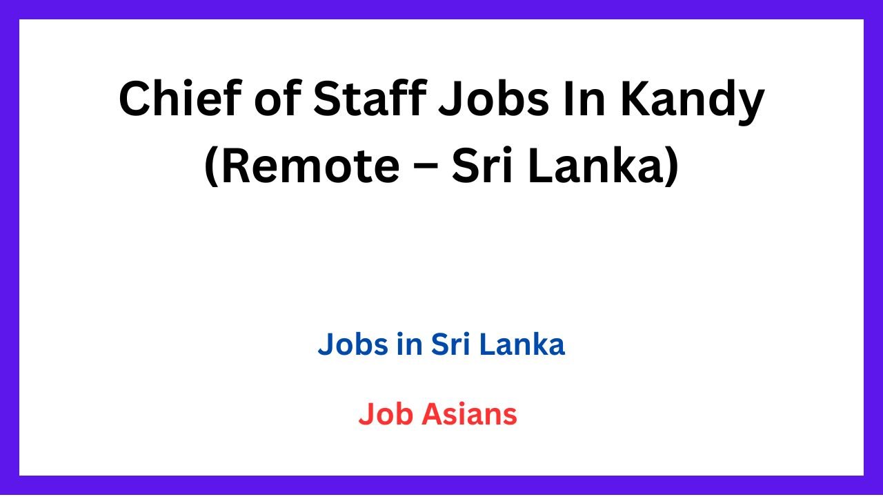 Chief of Staff Jobs In Kandy (Remote – Sri Lanka)